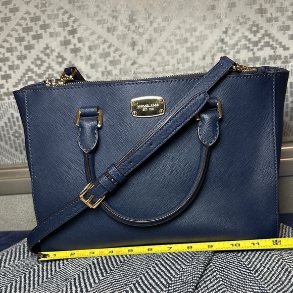 Michael Kors Satchel in Blue with Elegant Gold Tone Accents Crossbody Bag - Picture 2 of 14